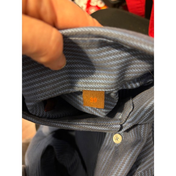 Kuhlman Men's Blue Pinstripe Dress Shirt 100% Cotton Size 39 French cuffs - Picture 8 of 8